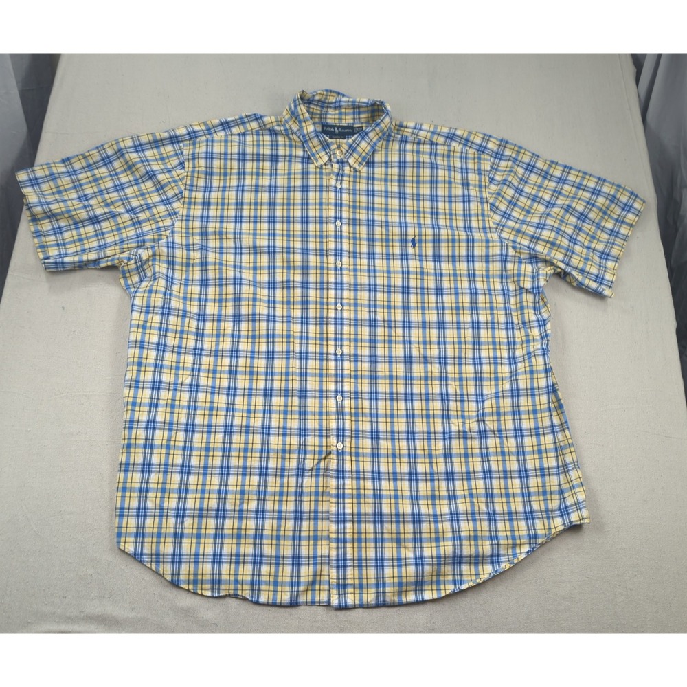 Vintage Polo Ralph Lauren Shirt Mens 4XLT Tattersall Plaid Casual Preppy
